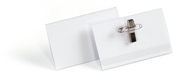 Namnskylt 54x90mm m nål/klämma rPET 50st - 1