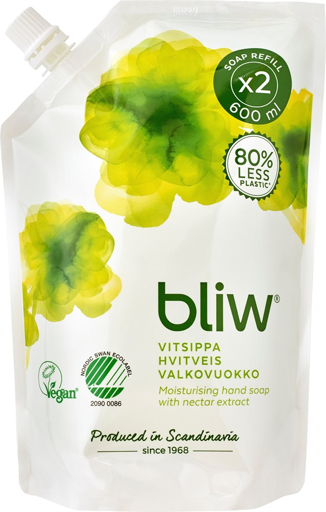 Flytande tvål Bliw Vitsippa Refill, Svanenmärkt, 600 ml - Städ & Hygien - Tvål & Kroppsvård - Tvål flytande