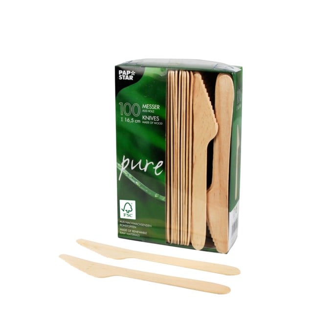 Träbestick Papstar Kniv Pure 100/fp - 1