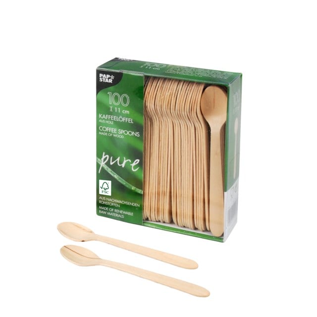 Träbestick Papstar Kaffesked Pure 100/fp - 1