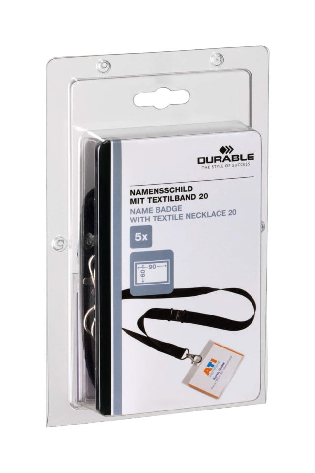 Namnskylt Durable med halsband, 60x90mm liggande - 1