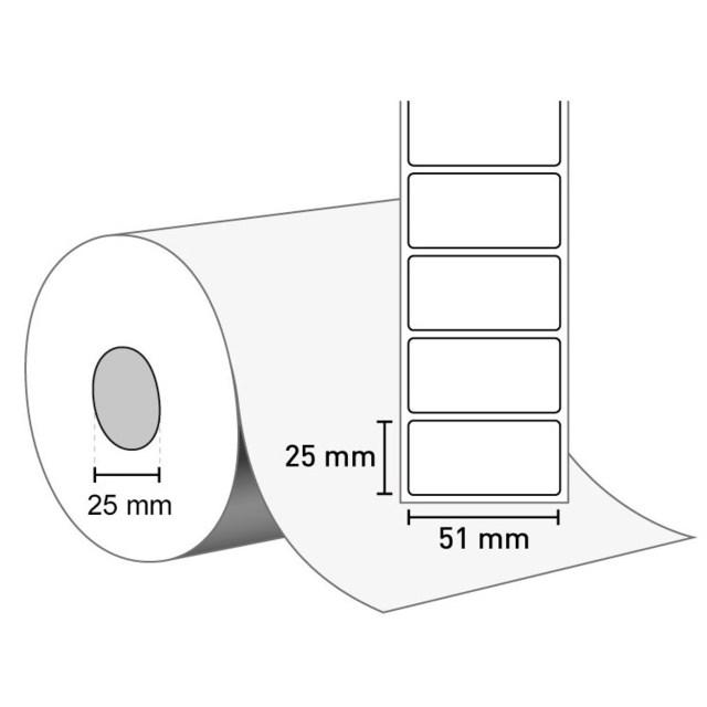 Etikett Zebra 51x25mm direkt thermo 2580st/rl 12rl/fp - 51x25mm - 1