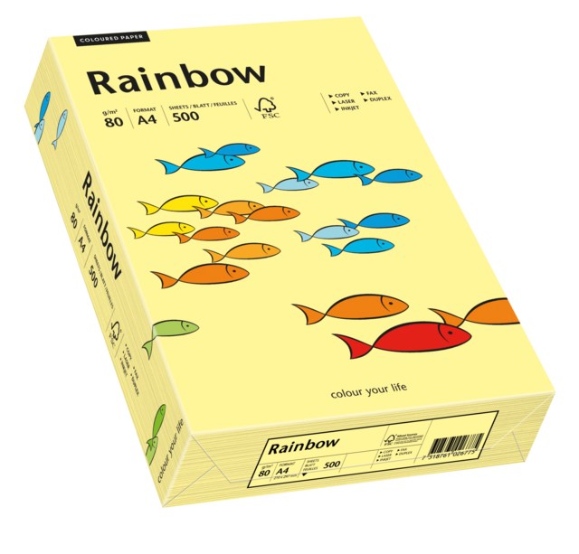 Papper Rainbow A4 80g ljusgul 500ark/fp - A4 - 1