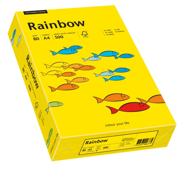 Papper Rainbow A4 80g intensivgul 500ark/fp - A5 - 1