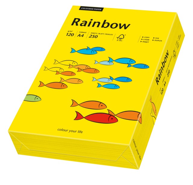 Papper Rainbow A4 120g intensivgul 250ark/fp - A4 - 1