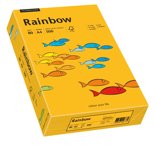 Papper Rainbow A4 80g mellanorange 500ark/fp - A4 - 1
