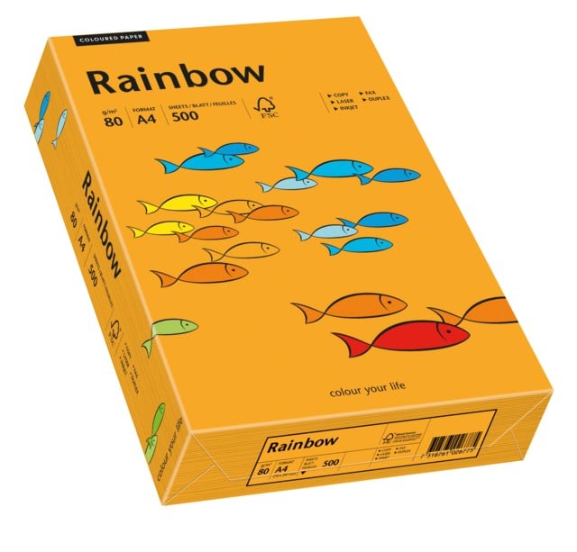 Papper Rainbow A4 80g orange 500ark/fp - A4 - 1