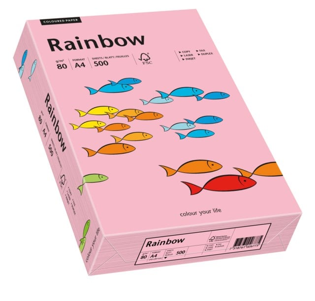 Papper Rainbow A4 80g rosa 500ark/fp - A4 - 1