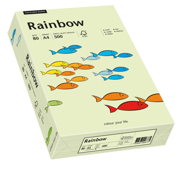 Papper Rainbow A4 80g ljusgrön 500ark/fp - A4 - 1