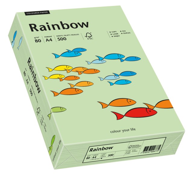 Papper Rainbow A4 80g mellangrön 500ark/fp - A4 - 1