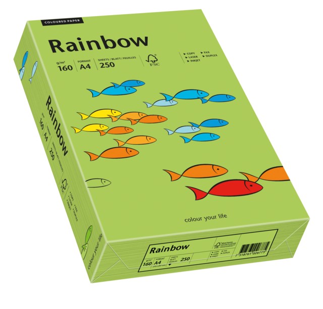 Papper Rainbow A4 160g grön 250ark/fp - A4 - 1