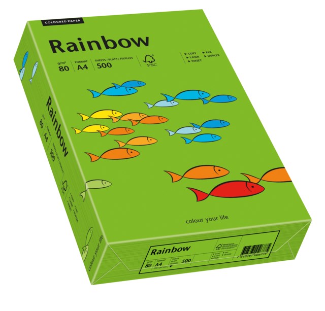 Papper Rainbow A4 80g intensivgrön 500ark/fp - A4 - 1
