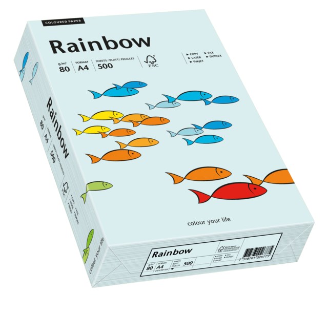 Papper Rainbow A4 80g ljusblå 500ark/fp - A4 - 1