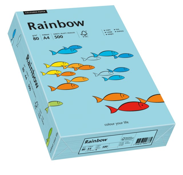 Papper Rainbow A4 80g mellanblå 500ark/fp - A4 - 1