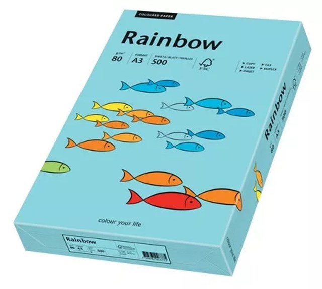 Papper Rainbow A3 80g mellanblå 500ark/fp - A4 - 1
