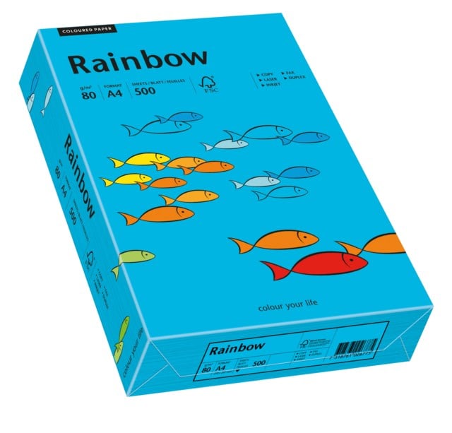 Papper Rainbow A4 80g blå 500ark/fp - A4 - 1