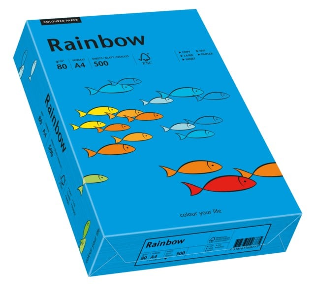Papper Rainbow A4 80g intensivblå 500ark/fp - A4 - 1