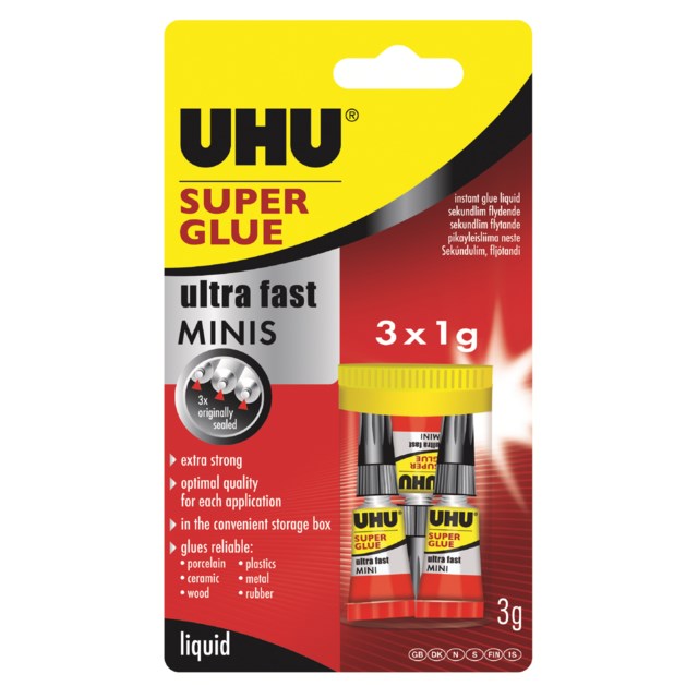 Snabblim UHU Super Ultra Fast Minis 3x1g - 3x1g - 1