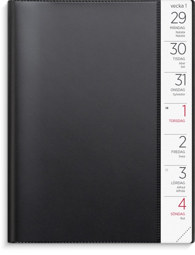 Almanacka Burde Stor Veckokalender svart plast - 1