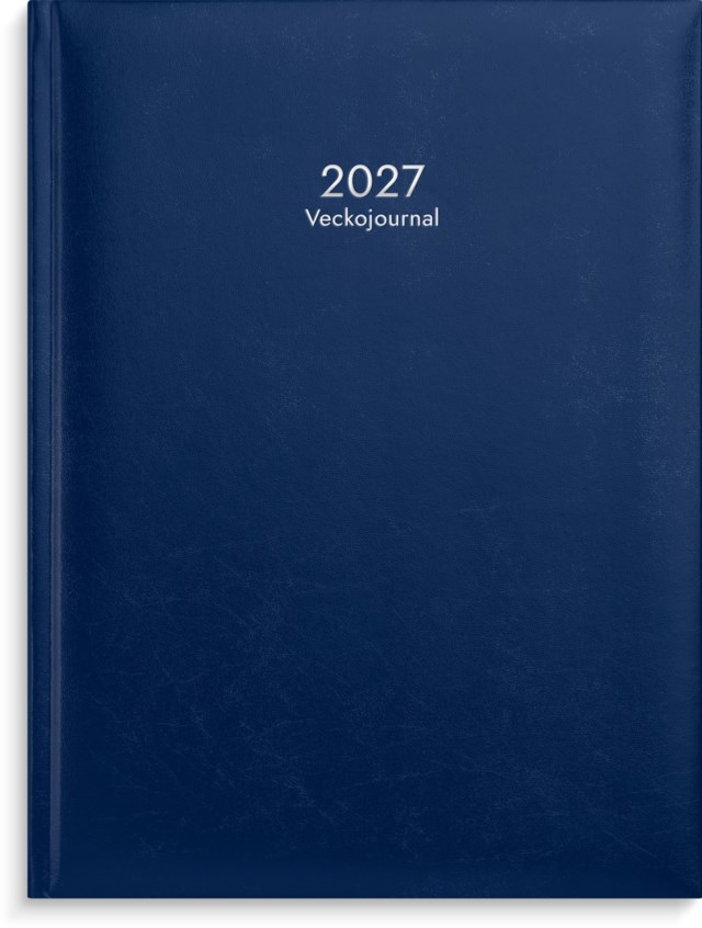 Almanacka Burde Veckojournal 2027 blått konstläder - 1