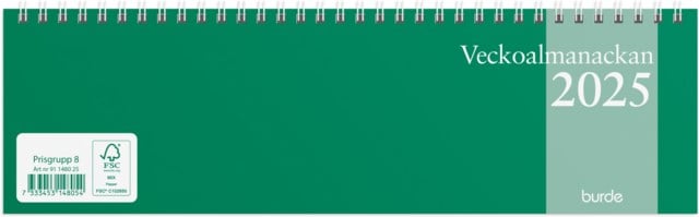 Almanacka Burde Veckoalmanackan - 305x90mm - 1
