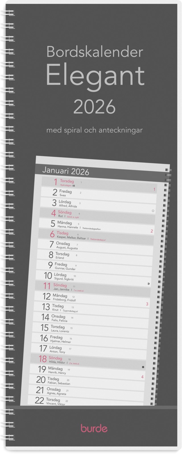 Almanacka Burde Bordskalender Elegant spiral - 1