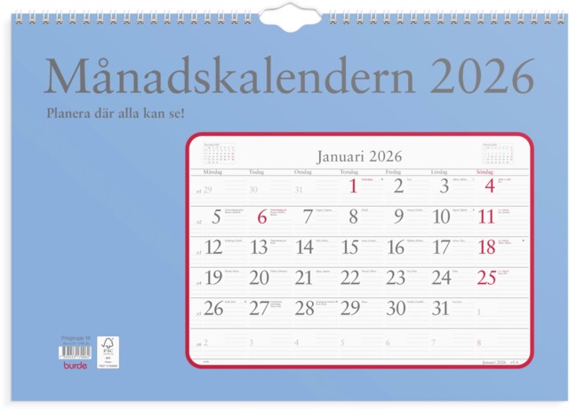 Almanacka Burde Väggkalender Månadskalendern - 1