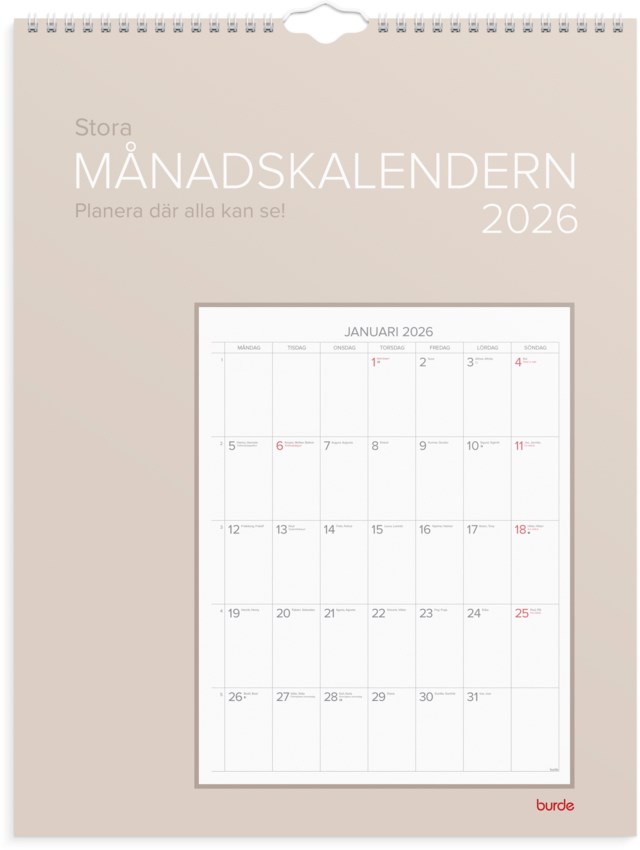 Almanacka Burde Väggkalender Stora Månadskalendern - 1