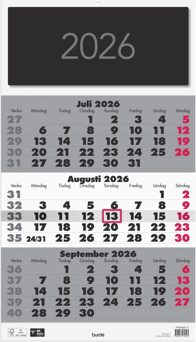 Almanacka Burde Väggkalender Triplaner Elegant - 1
