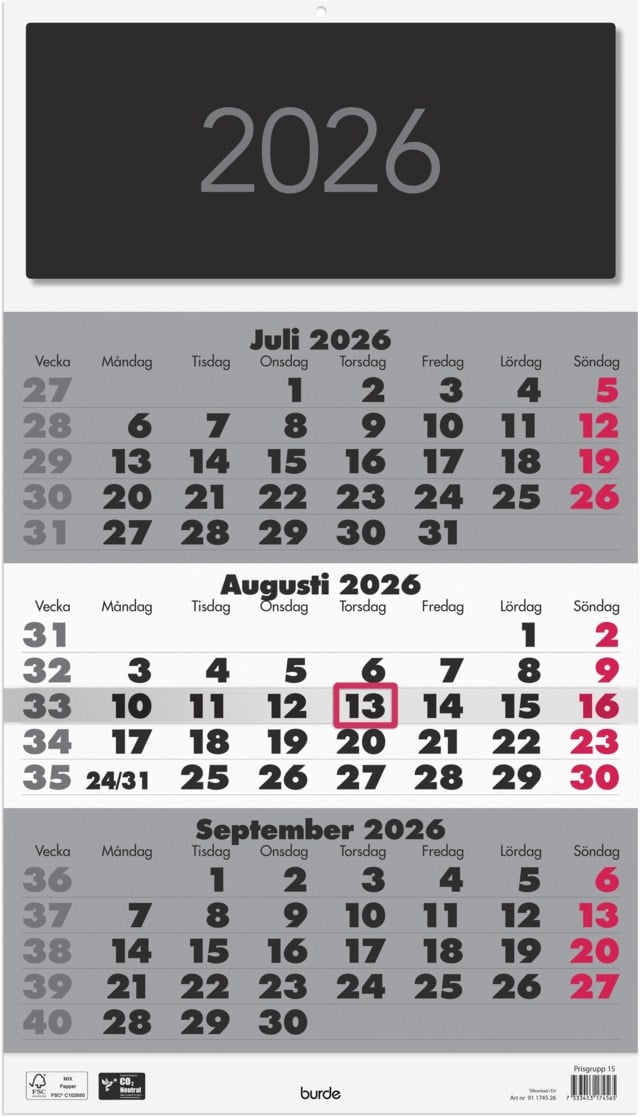 Almanacka Burde Väggkalender Triplaner Elegant - 1