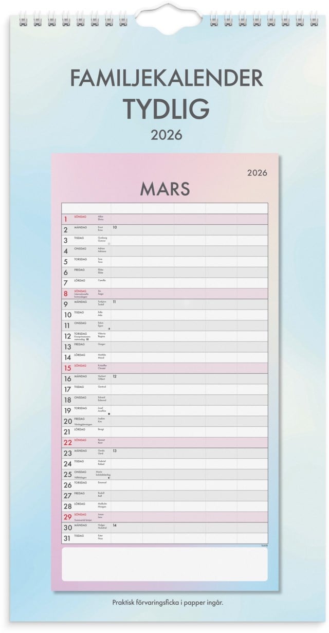 Almanacka Burde Familjekalender Tydlig - 1