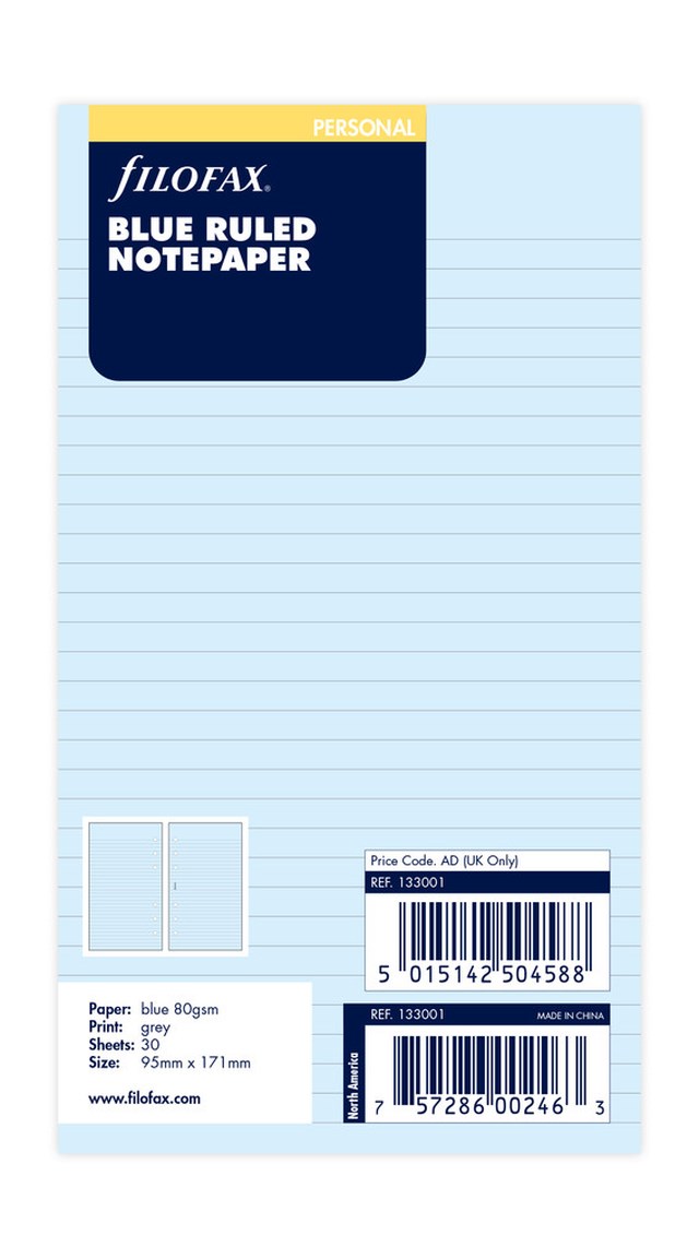 Refill Filofax Personal Ant.blad linj. blå - Personal - 1