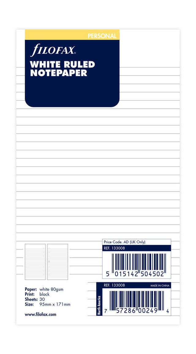 Refill Filofax Personal Ant.blad linj. vita - Personal - 1