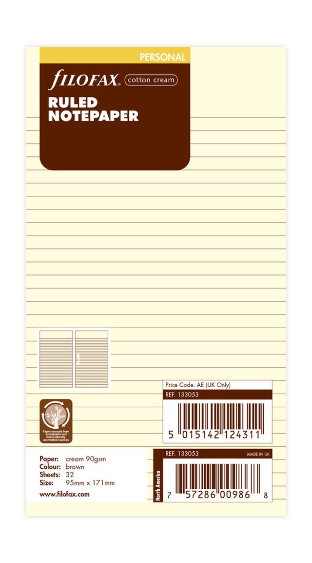 Refill Filofax Personal Linj. blad beige (20) - Personal - 1