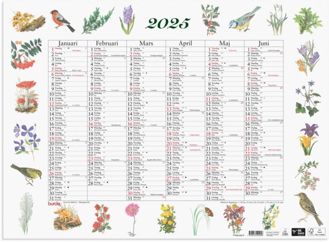 Almanacka Burde Stora Naturalmanackan - 490x360mm - 1