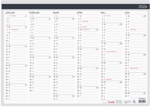 Almanacka Burde Väggblad Elegant 420x297mm - 1