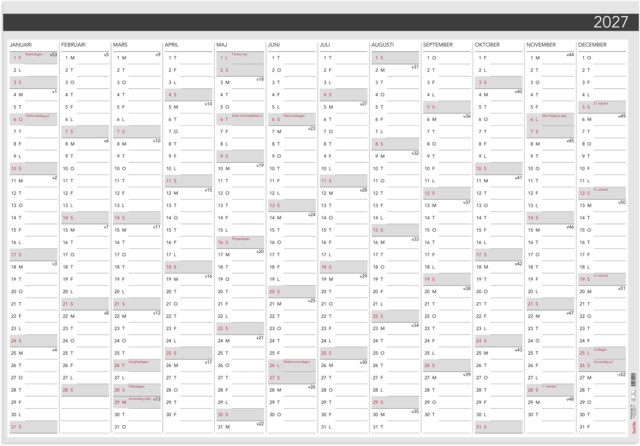 Almanacka Burde Väggblad Elegant 2027 980x680mm - 1