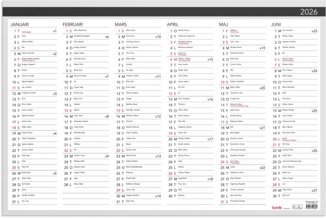 Almanacka Burde Väggblad Elegant 600x400mm - 1
