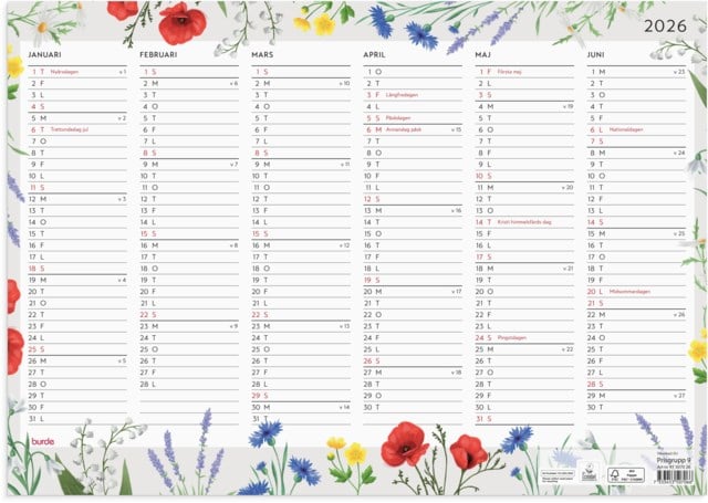 Almanacka Burde Väggblad Blomster - 1