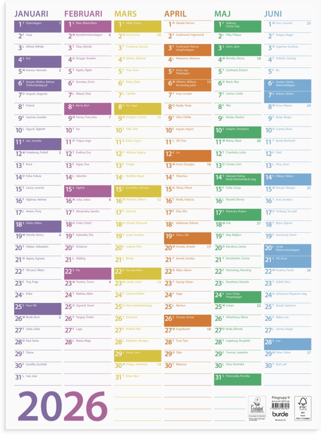 Almanacka Burde Väggblad Trend - 1
