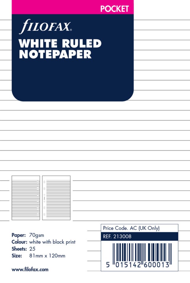 Refill Filofax Pocket Ant.blad linj. vita - Pocket - 1