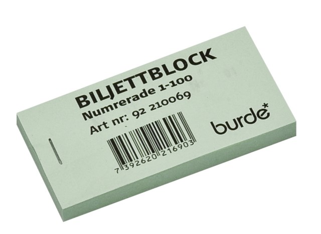 Biljettblock  1-100 Grön - 1
