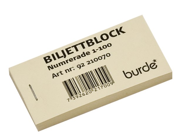Biljettblock  1-100 Gul - 1