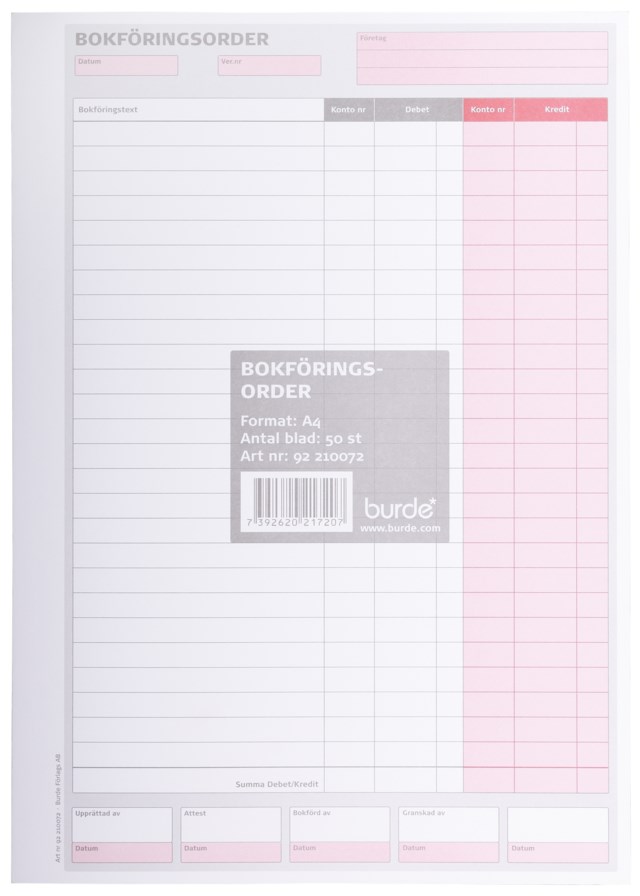 Bokföringsorder A4 - A4 - 1