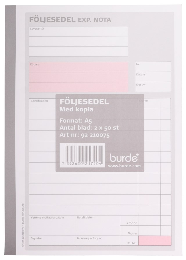 Blankett Följesedel A5 2x50 - A5 - 1