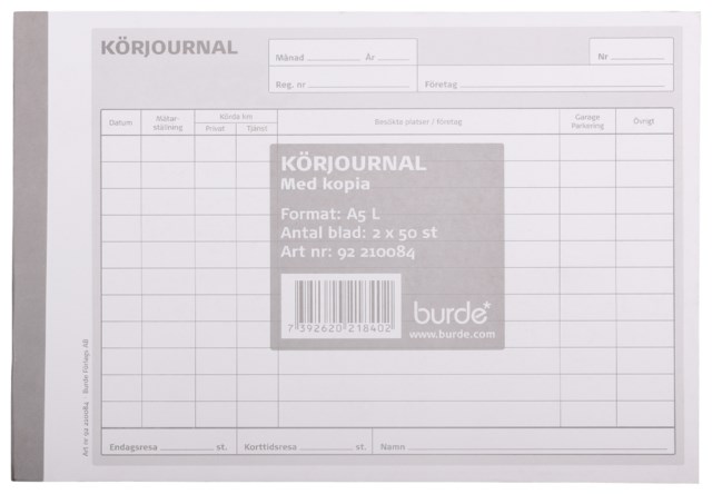 Körjournal A5L 2x50 blad - A5L - 1