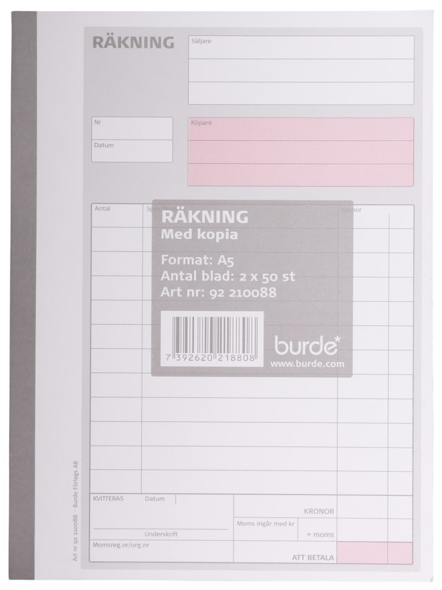 Blankett Räkning A5 2x50 st - A5 - 1
