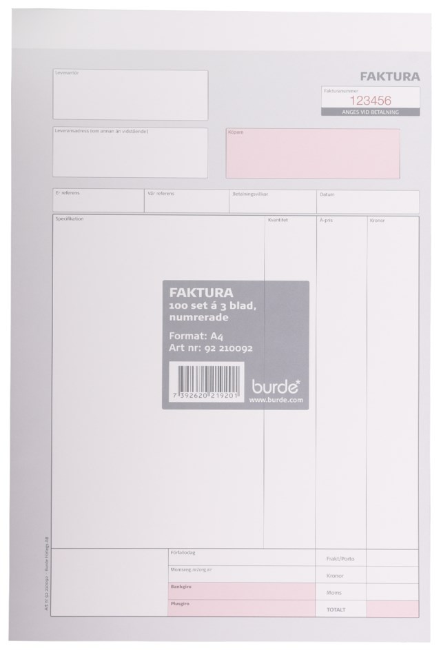 Blankett Faktura A4 set 3x100 - A4 - 1