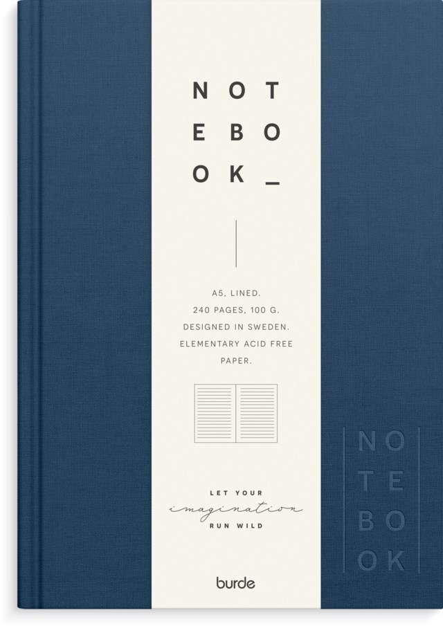 Anteckningsbok Burde A5 linjerad mörkblå linnetextil - XL - 1