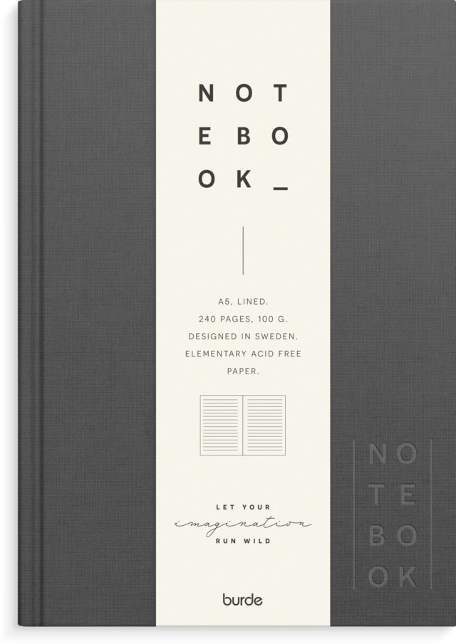 Anteckningsbok Burde A5 linjerad mörkgrå linnetextil - STL 10 - 1